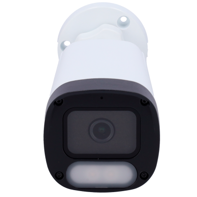 Câmara de vigilância branca e preta com lente e luz