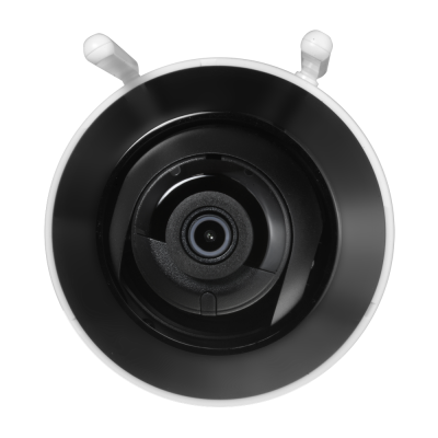 Câmara de segurança preta e branca vista de frente