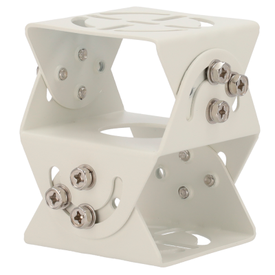 Suporte metálico branco com parafusos e design hexagonal aberto