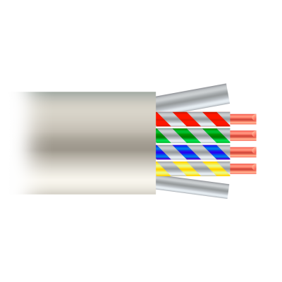 Cabo elétrico com fios coloridos e cobre exposto