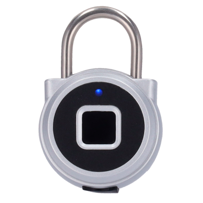 Fechadura redonda com sensor biométrico e LED azul