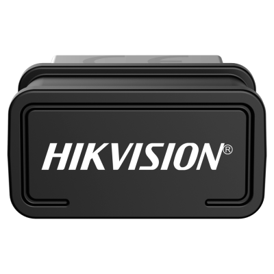 Dispositivo preto retangular com a marca HIKVISION em letras brancas