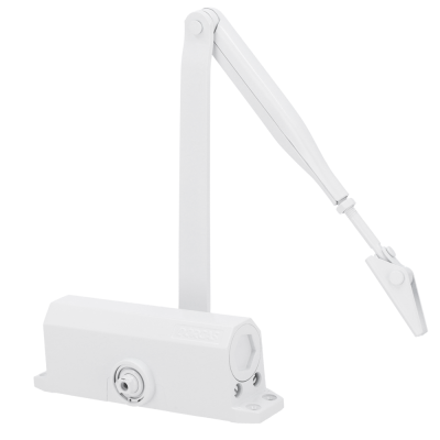 Fecho a gás para portas branco com braço articulado