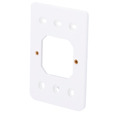 Placa de montagem branca com furos e recorte central