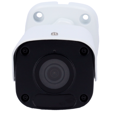 Câmara de segurança branca e preta com lente circular