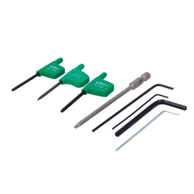 Conjunto de chaves de fendas e allen com cabos verdes e metálicos