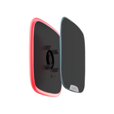 Sensor ou detector preto e cinzento com moldura vermelha