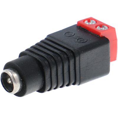 Adaptador de conector elétrico preto com terminais de parafuso vermelhos