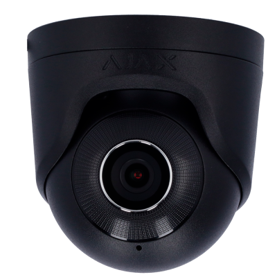 Câmara de segurança preta AJAX com lente circular e textura pontilhada