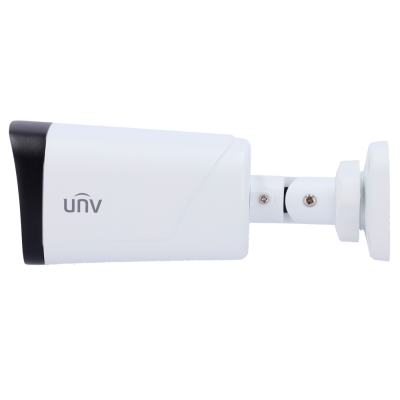 Câmara de segurança branca com logótipo unv e montagem ajustável