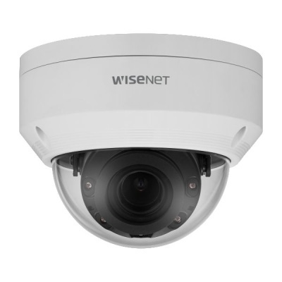Câmara de segurança WISENET tipo dome branco com cúpula transparente