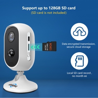 Câmara de segurança branca e preta com suporte para cartão SD até 128GB