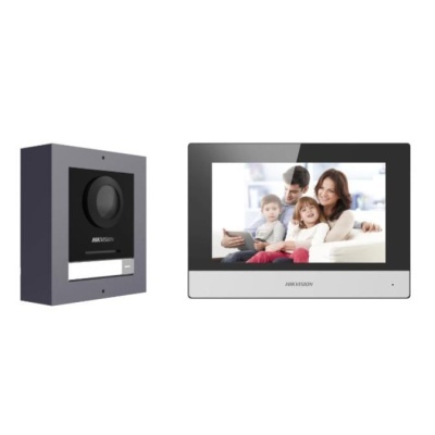Sistema vídeo porteiro HIKVISION com câmera e monitor a cores