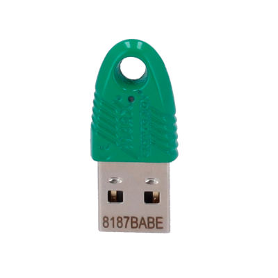 Pen USB com capa verde e texto 8187BABE
