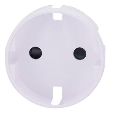 Tomada elétrica branca circular com dois orifícios