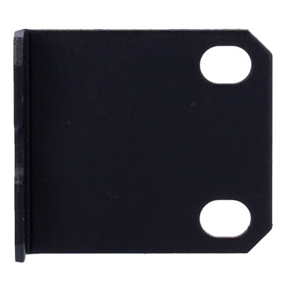 Peça de metal preta com dois orifícios ovais