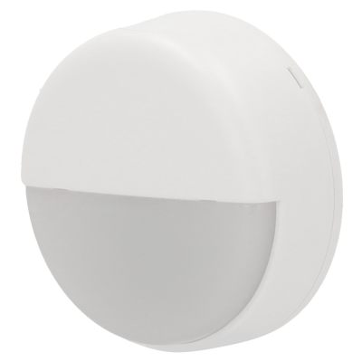 Sensor de movimento redondo branco com parte inferior translúcida