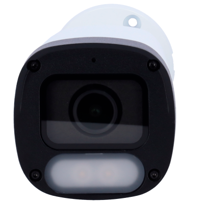 Câmara de vigilância branca e preta com lente central