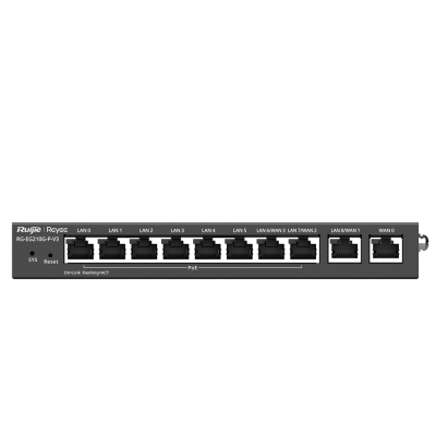 Dispositivo de rede com várias portas LAN e WAN com texto Ruijie Reyee RG-EG210G-P/V3