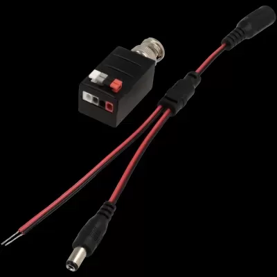 Adaptador de vídeo BNC com terminais coloridos e cabo preto e vermelho
