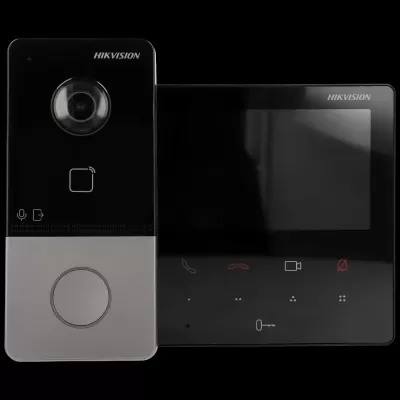 Sistema de vídeo porteiro Hikvision com câmara e ecrã tátil