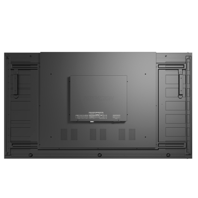Parte traseira de monitor preto HIKVISION com portas e suportes