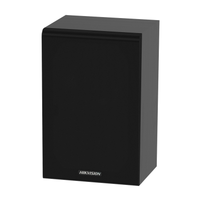 Coluna de som preta com logótipo HIKVISION