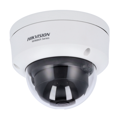 Câmara de vigilância Hikvision HiWatch Series de teto com cúpula preta e corpo branco