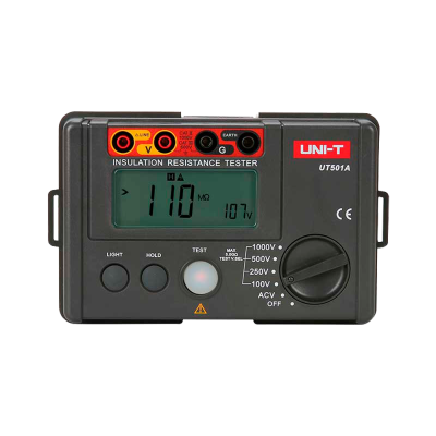 Resistência de isolamento digital UNI-T UT501A preta com visor LCD e seletor rotativo