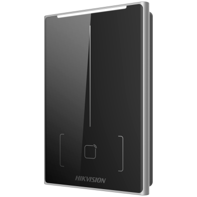 Leitor de cartões preto e prateado Hikvision