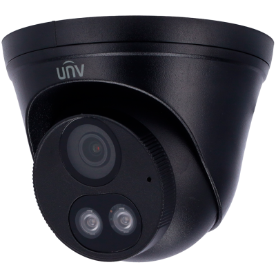 Câmara de segurança dome preta com lente e LEDs