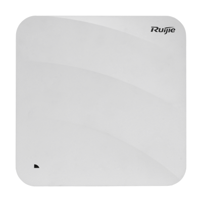 Rádio Wi-Fi branco quadrado com texto Ruijie