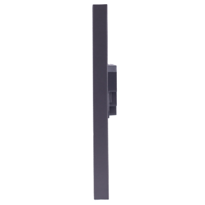 Perfil lateral de painel preto fino com relevo traseiro.