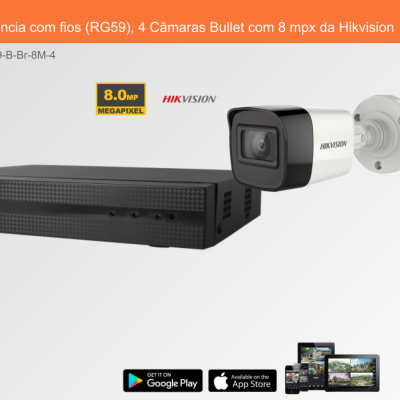 Conjunto de videovigilância Hikvision com gravador e câmaras bullet