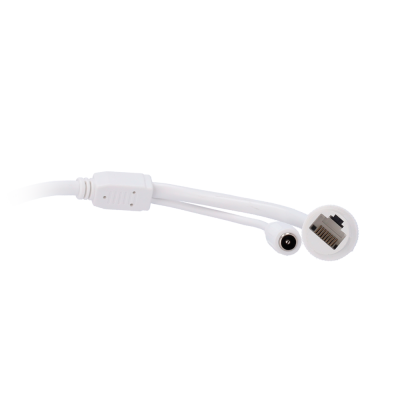 Cabo branco com conector RJ45 e conector de energia DC