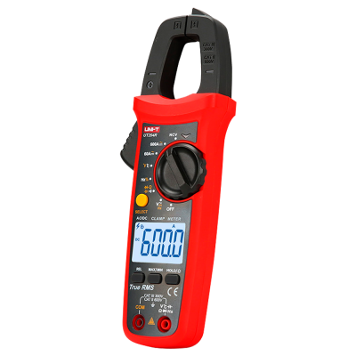 Alicate medidor digital UNI-T UT204R vermelho e preto com visor LCD e seletor giratório