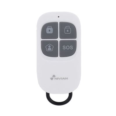 Comando remoto branco para alarme com botões cinza