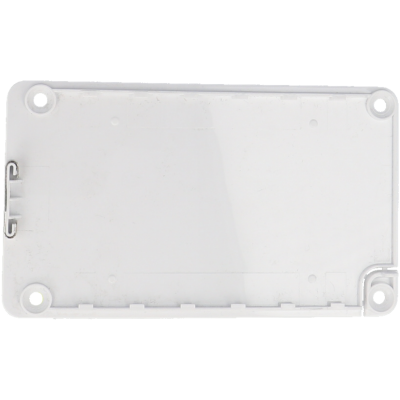 Caixa ou tampa branca de plástico com orifícios para fixação