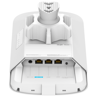 Dispositivo de rede branco com portas LAN e suporte de montagem