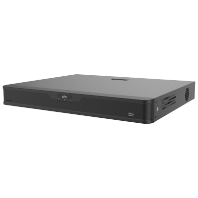 Gravador de vídeo digital preto com LEDs indicadores e porta USB frontal