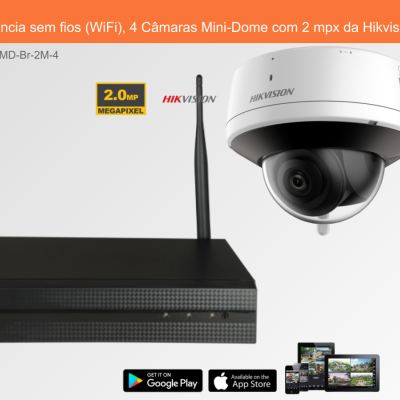 Sistema de videovigilância WiFi com câmara mini-dome e dispositivo com antenas da Hikvision