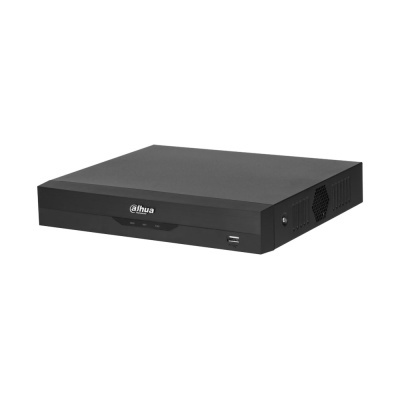 Aparelho eletrónico preto Dahua Technology com porta USB e ventoinha lateral.