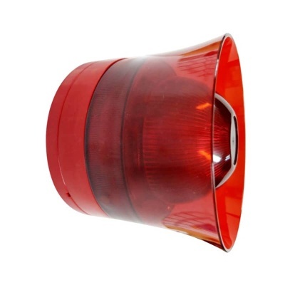 sirene vermelho translúcido em fundo branco