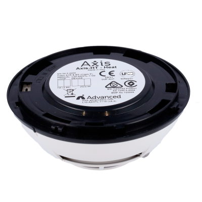 Detector de fumo ou calor Axis-HT I Heat preto e branco com etiqueta de certificações