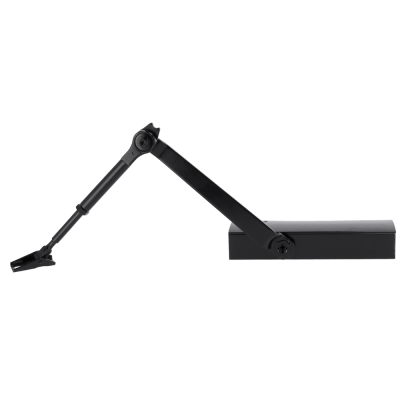 Amortecedor hidráulico de porta preto com braço articulado