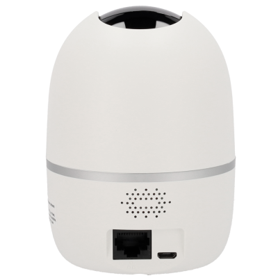 Câmara de segurança branca com entradas Ethernet e micro USB