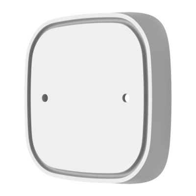 Interruptor quadrado branco com moldura cinzenta e dois orifícios