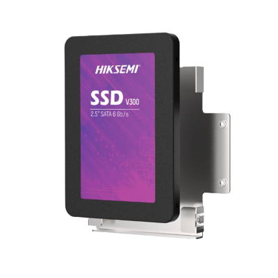 SSD Hiksemi V300 2.5 SATA 6 Gb/s com corpo preto e etiqueta roxa