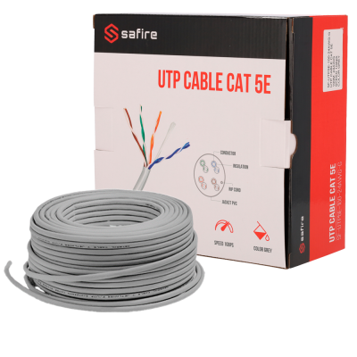 Cabo de rede UTP CAT 5E cinzento com embalagem Safire