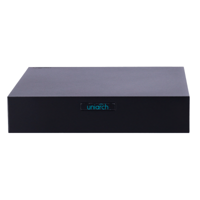 Caixa quadrada preta com etiqueta 'uniarch'